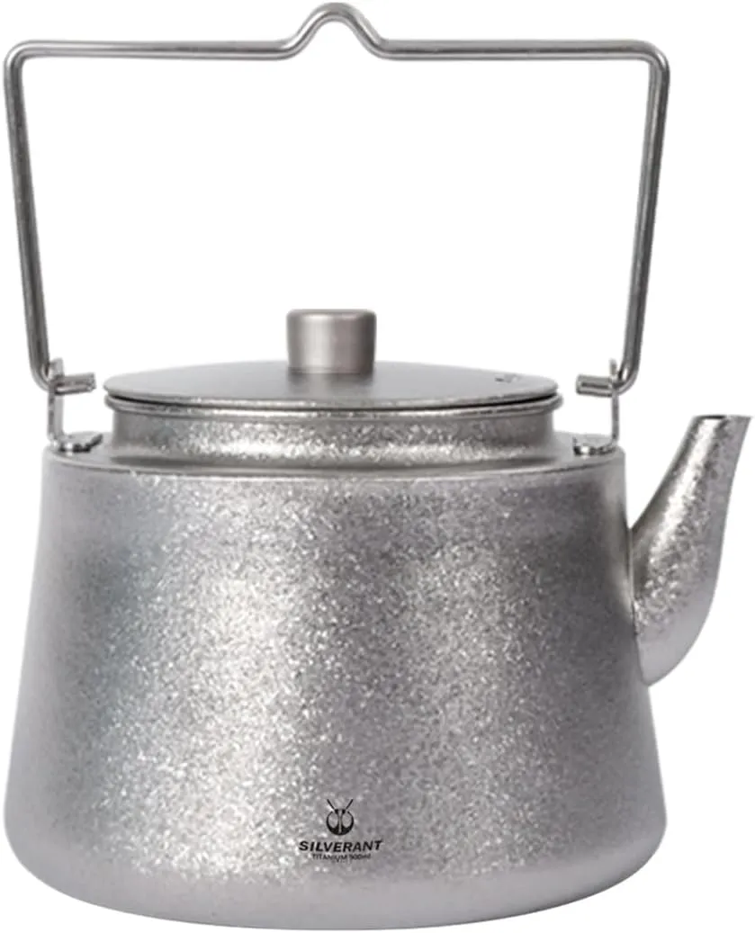 Titanium Camping Kettle, Titanium Pot with Lid Folding Bail Handle Camping Coffee & Tea Pot for Outdoor Backpacking Hiking Teapot 900ml/30.43 fl oz- Crystallized