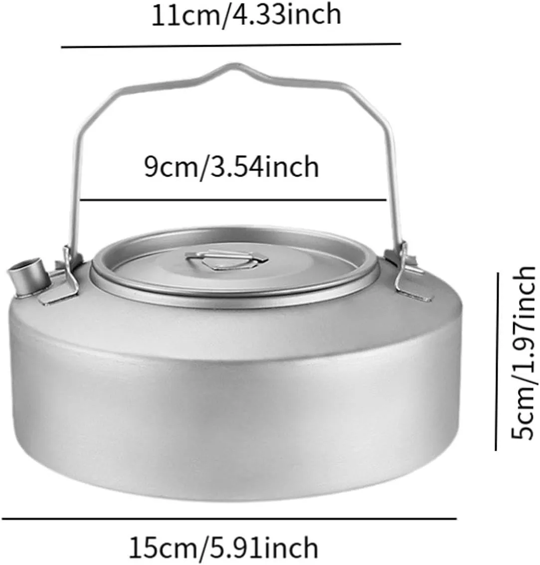 Titanium Kettle Camping Kettle for Open Fire Portable Tea Kettle Tea Pot for Climbing Hiking Backpacking Fishing Picnic