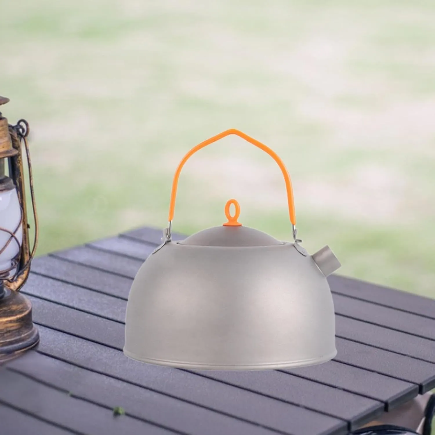 Titanium Kettle Camping Kettle with Folding Handle Water Kettle Tea Pot for Climbing Mountaineering Traveling Backpacking, 400ml