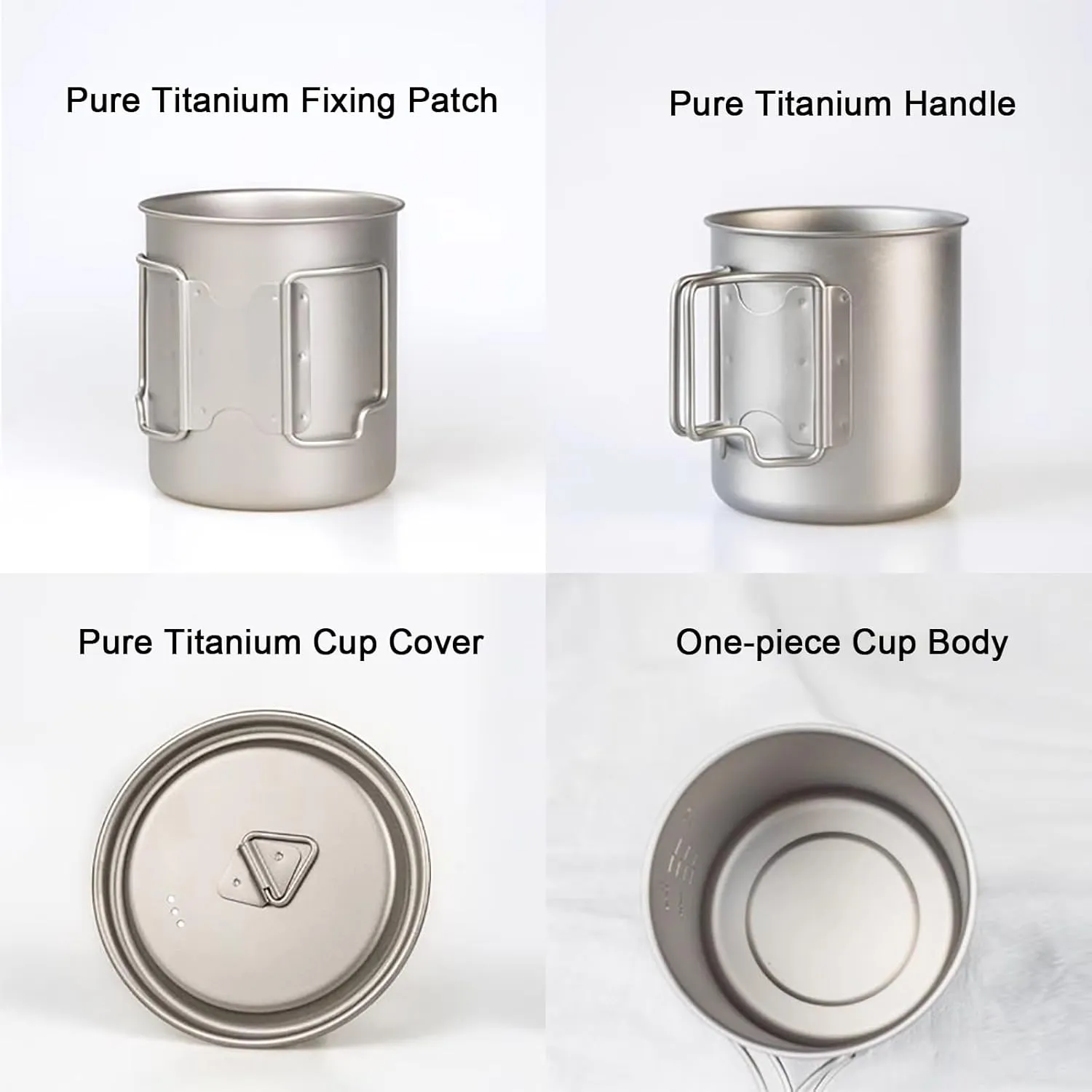 Titanium Pot, Camping Coffee Mugs, Camping Cookware, with Lid and Foldable Handle, Backpacking Cup for Outdoor Hiking Cooking(350ML)
