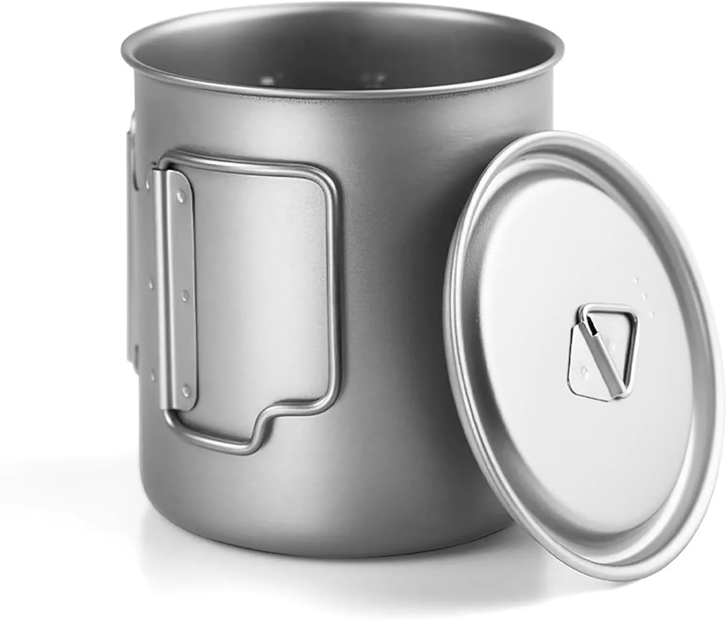 Titanium Pot, Camping Coffee Mugs, Camping Cookware, with Lid and Foldable Handle, Backpacking Cup for Outdoor Hiking Cooking(350ML)