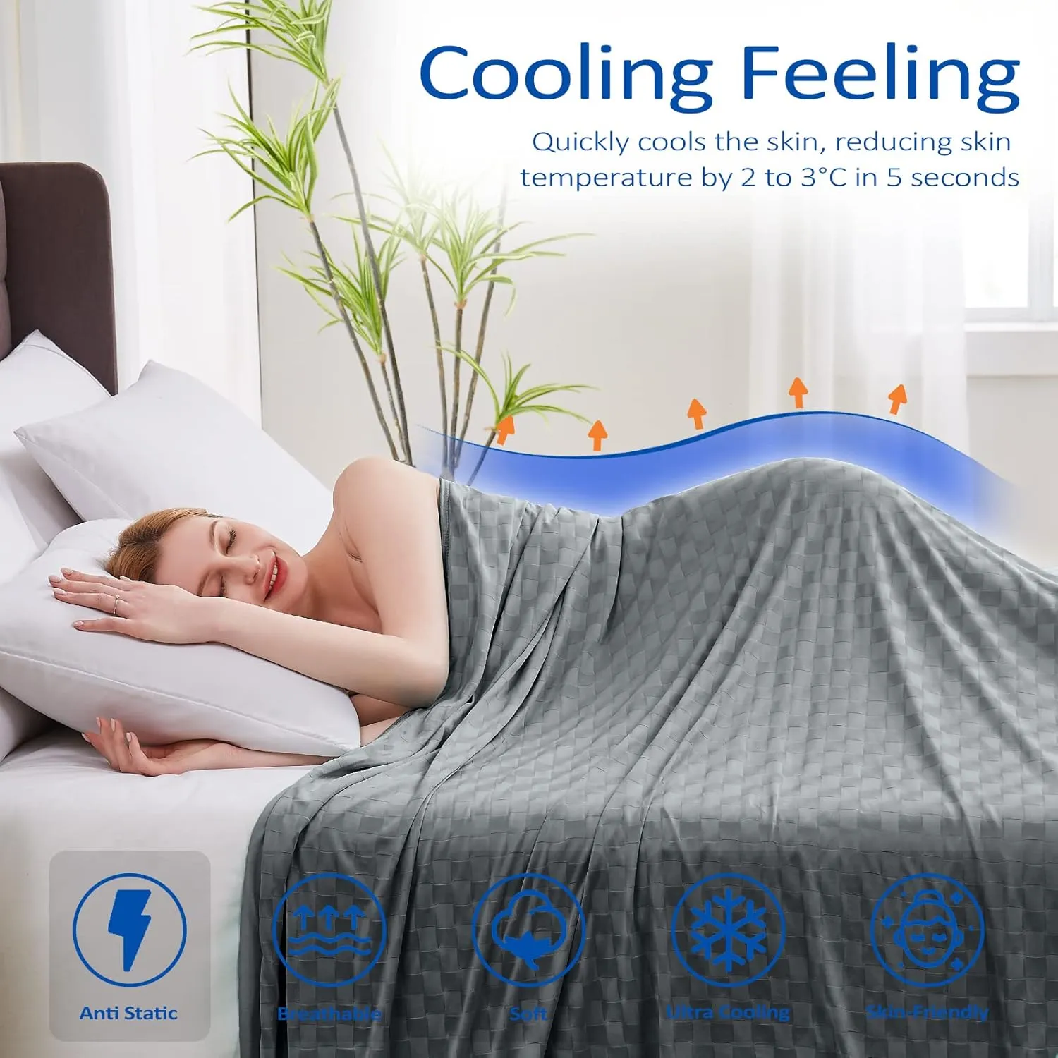 Topcee Cooling Blanket, Summer Cooling Blankets for Hot Sleepers, Arc-Chill Q-Max>0.5 Cool Fiber, Oeko-TEX 100% Certified, Soft, Breathable, Double-Side Bed Throw,Keep Cool for Adults Kids 50"x70"