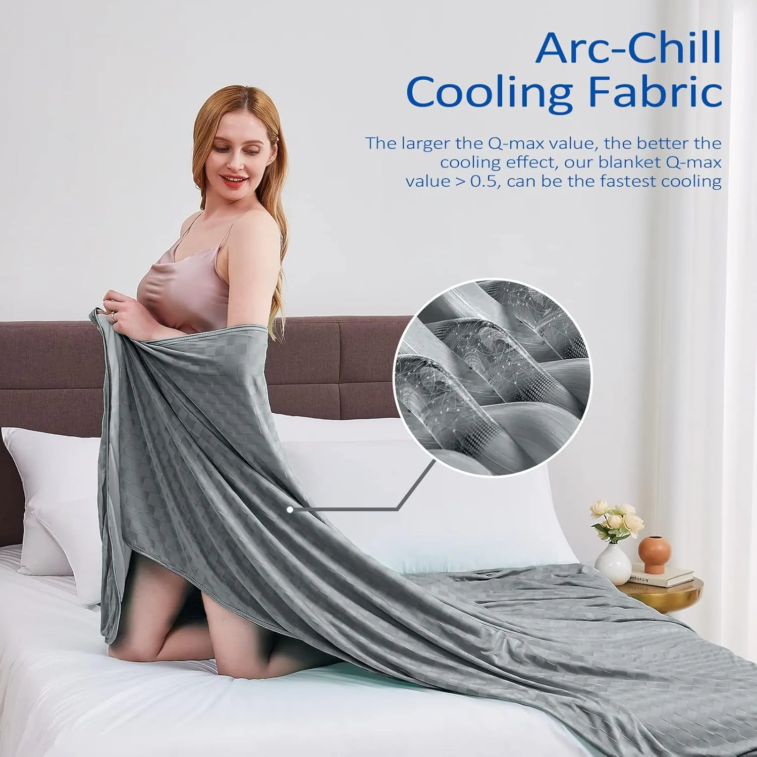 Topcee Cooling Blanket, Summer Cooling Blankets for Hot Sleepers, Arc-Chill Q-Max>0.5 Cool Fiber, Oeko-TEX 100% Certified, Soft, Breathable, Double-Side Bed Throw,Keep Cool for Adults Kids 50"x70"