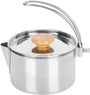 Topyond Portable Stainless Steel Camping Kettle, Folding Compact Coffee Tea Pot, Durable and Easy to Clean, Suitable for Outdoor Barbecue Camping Picnic