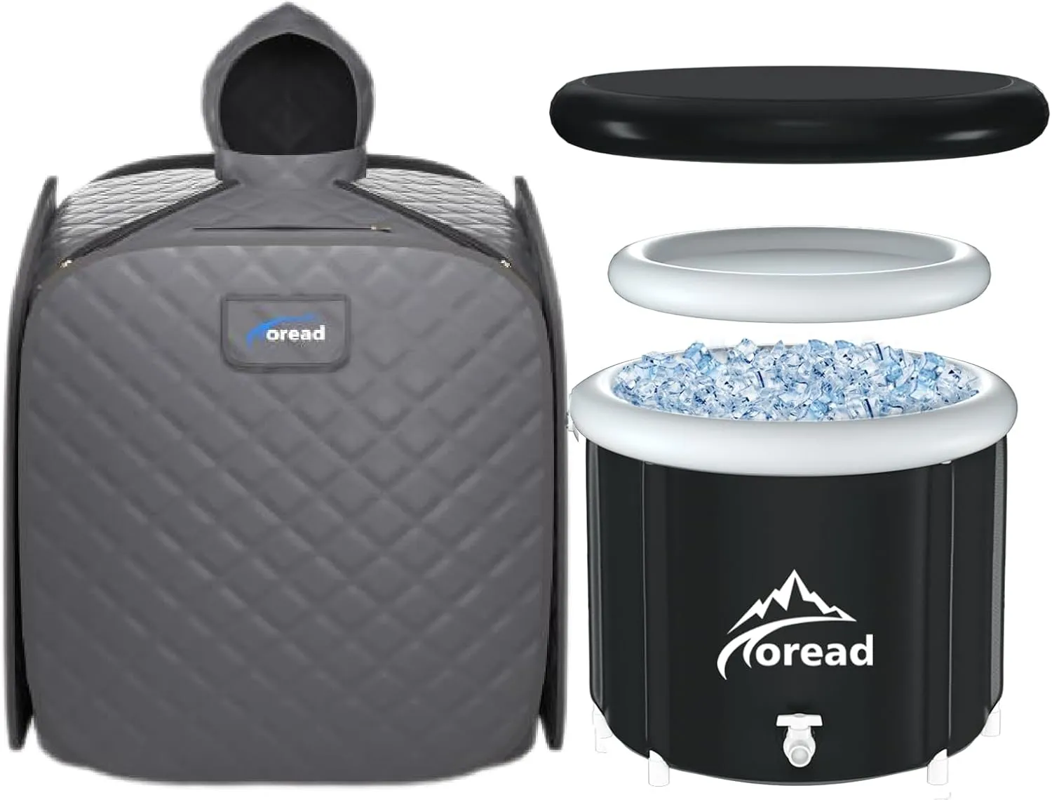 TOREAD Sauna and Cold Plunge Combo-Portable Folding Steam Sauna with 1000W Generator and Remote Control, Fast Heating in 6 Min Home Sauna Tent & Ice Bath Tub-87gal Portable Cold Plunge Tub with Carry
