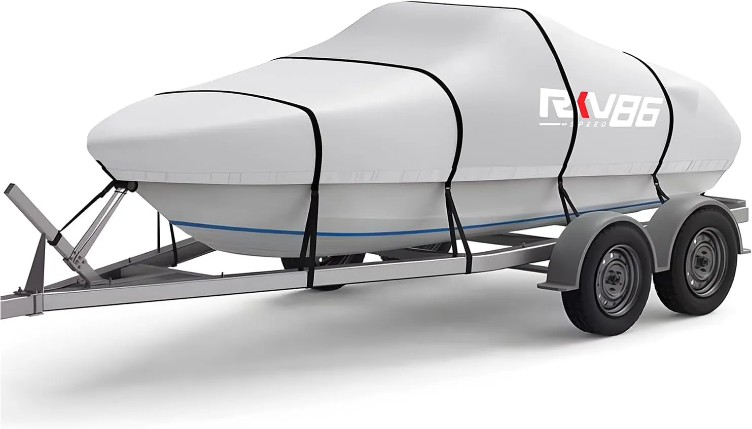 Trailerable Boat Cover, 17'- 19' Heavy Duty 600D Waterproof Tarp Covers with Storage Bag, Marine Grade Polyester Canvas, Fits 17-19ft Bass Boat, V-Hull, Tri-Hull, Runabout Bowrider Boat (Silver)