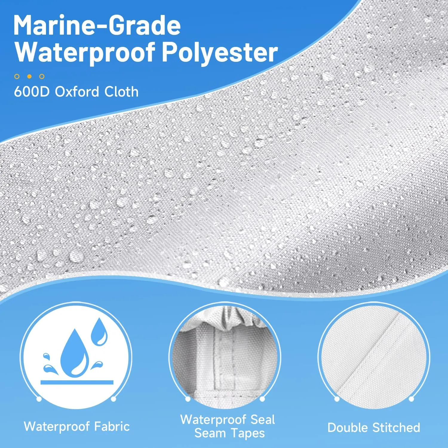 Trailerable Boat Cover, 17'- 19' Heavy Duty 600D Waterproof Tarp Covers with Storage Bag, Marine Grade Polyester Canvas, Fits 17-19ft Bass Boat, V-Hull, Tri-Hull, Runabout Bowrider Boat (Silver)