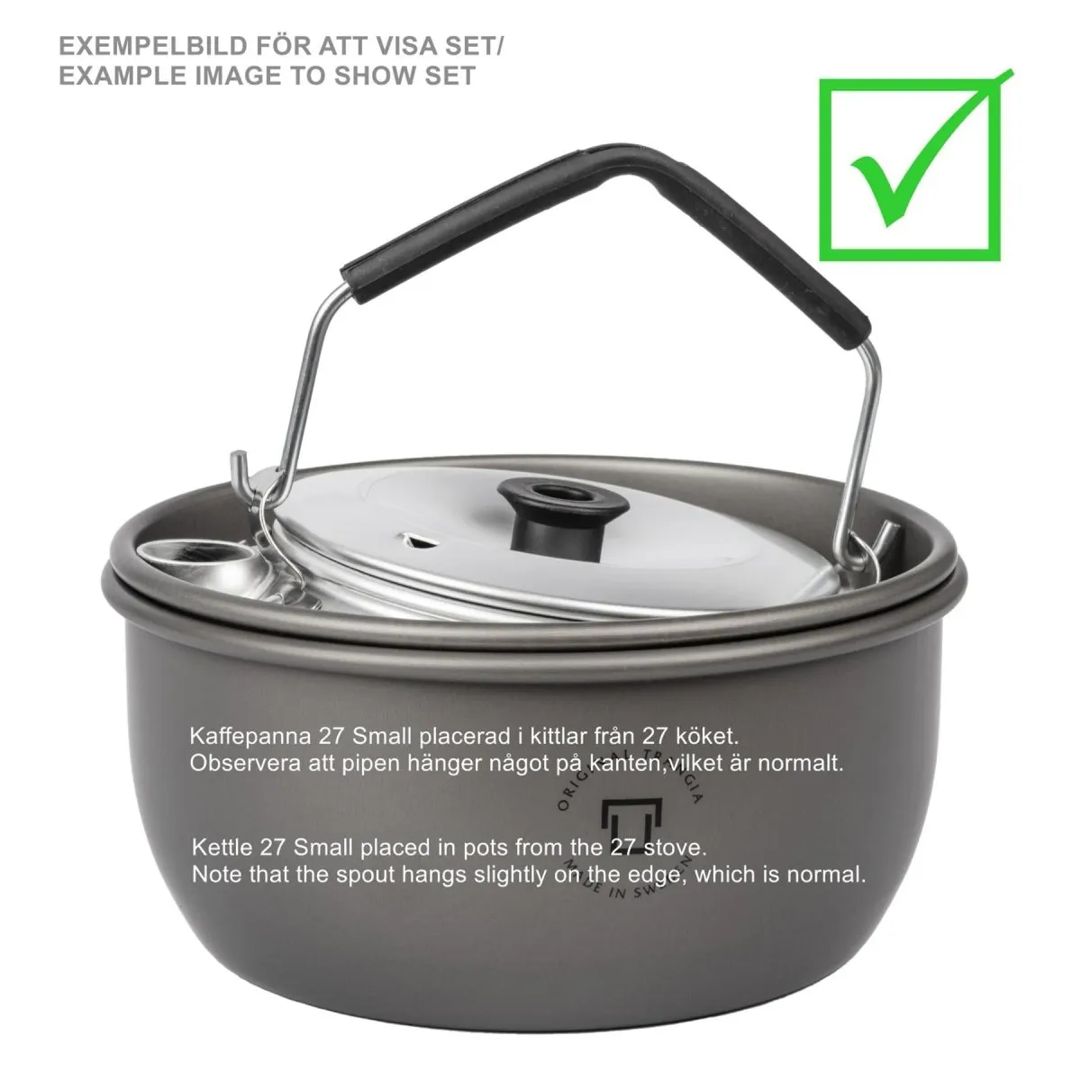 Trangia 0.6L kettle lid aluminum lightweight folding handle camping cooking