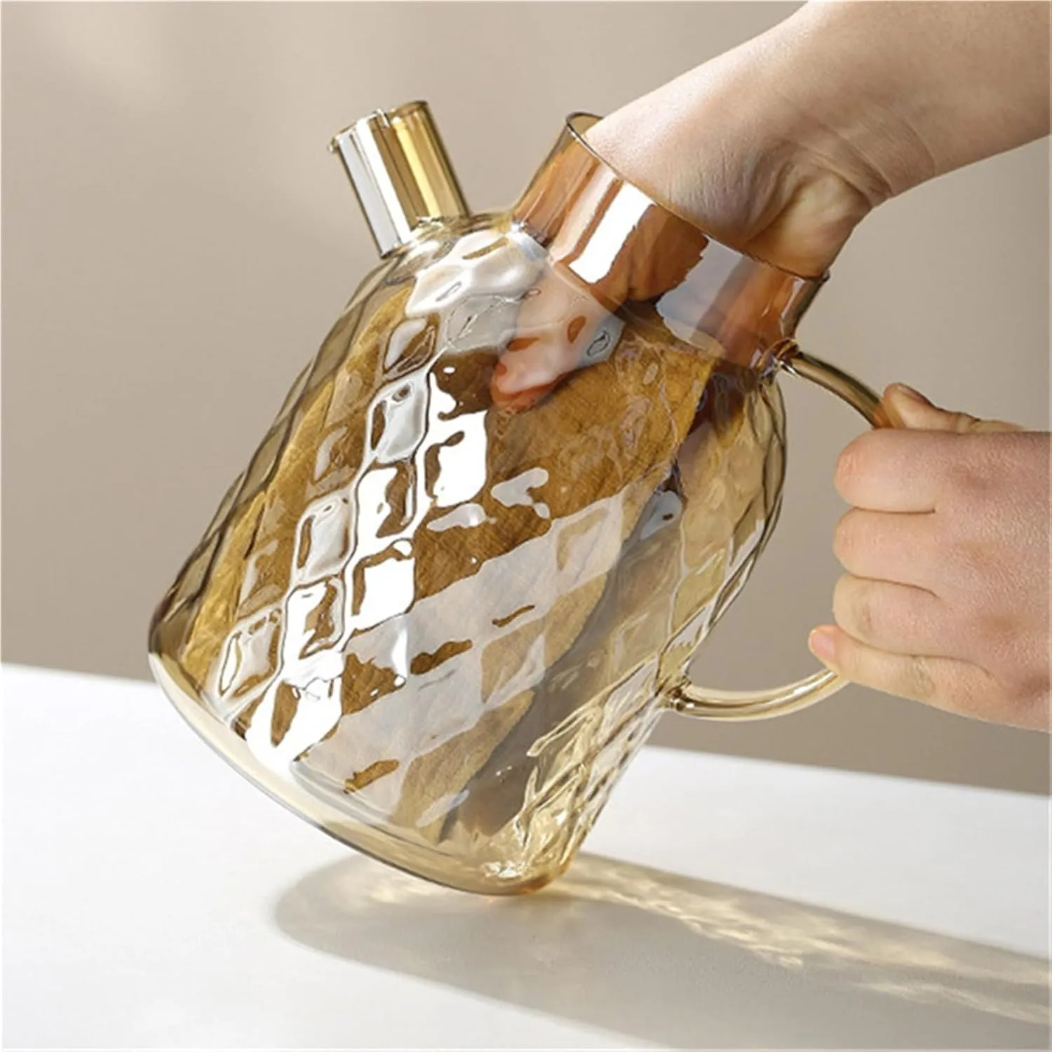 Transparent Borosilicate Glass Teapot Heat-Resistant Flower Tea Puer Kettle Cup Office Home Tools(1000ML)