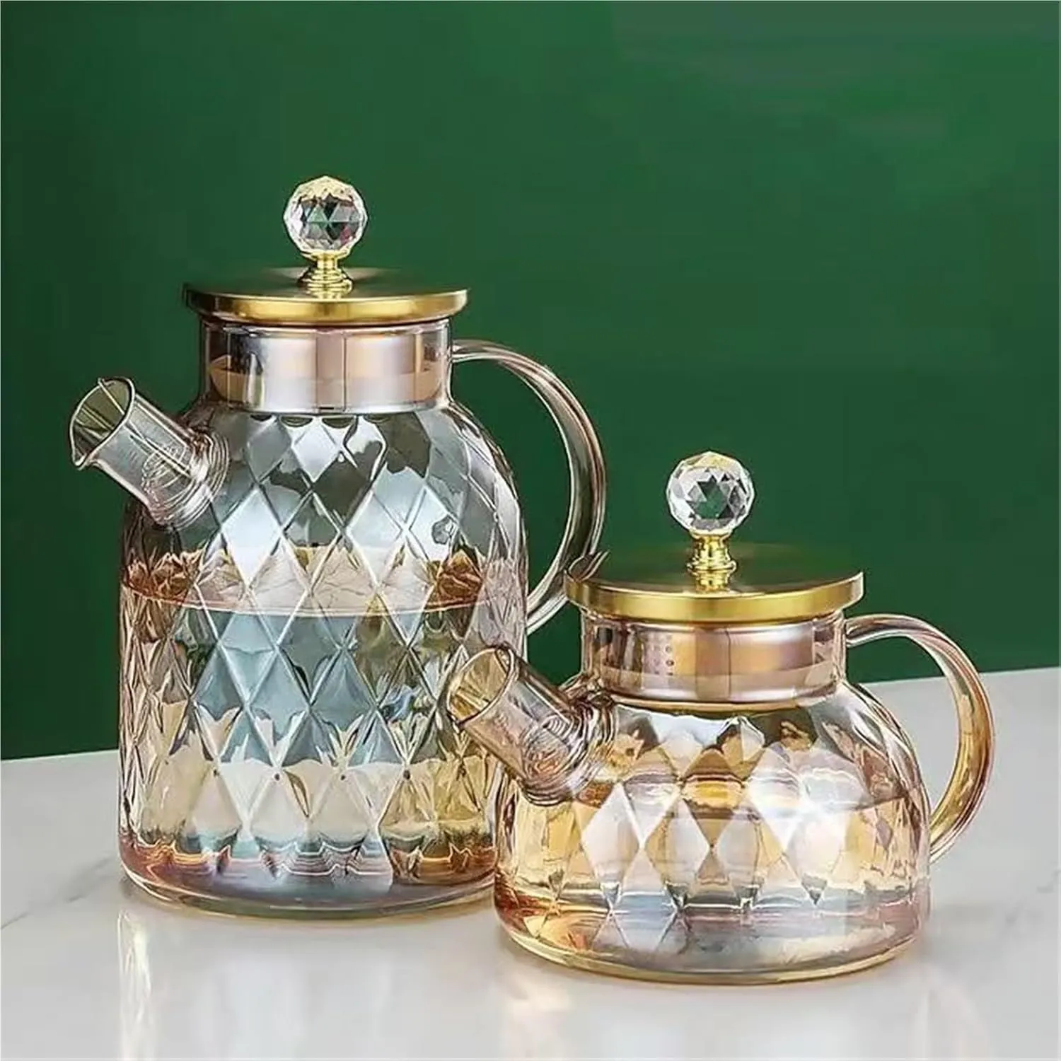 Transparent Borosilicate Glass Teapot Heat-Resistant Flower Tea Puer Kettle Cup Office Home Tools(1000ML)