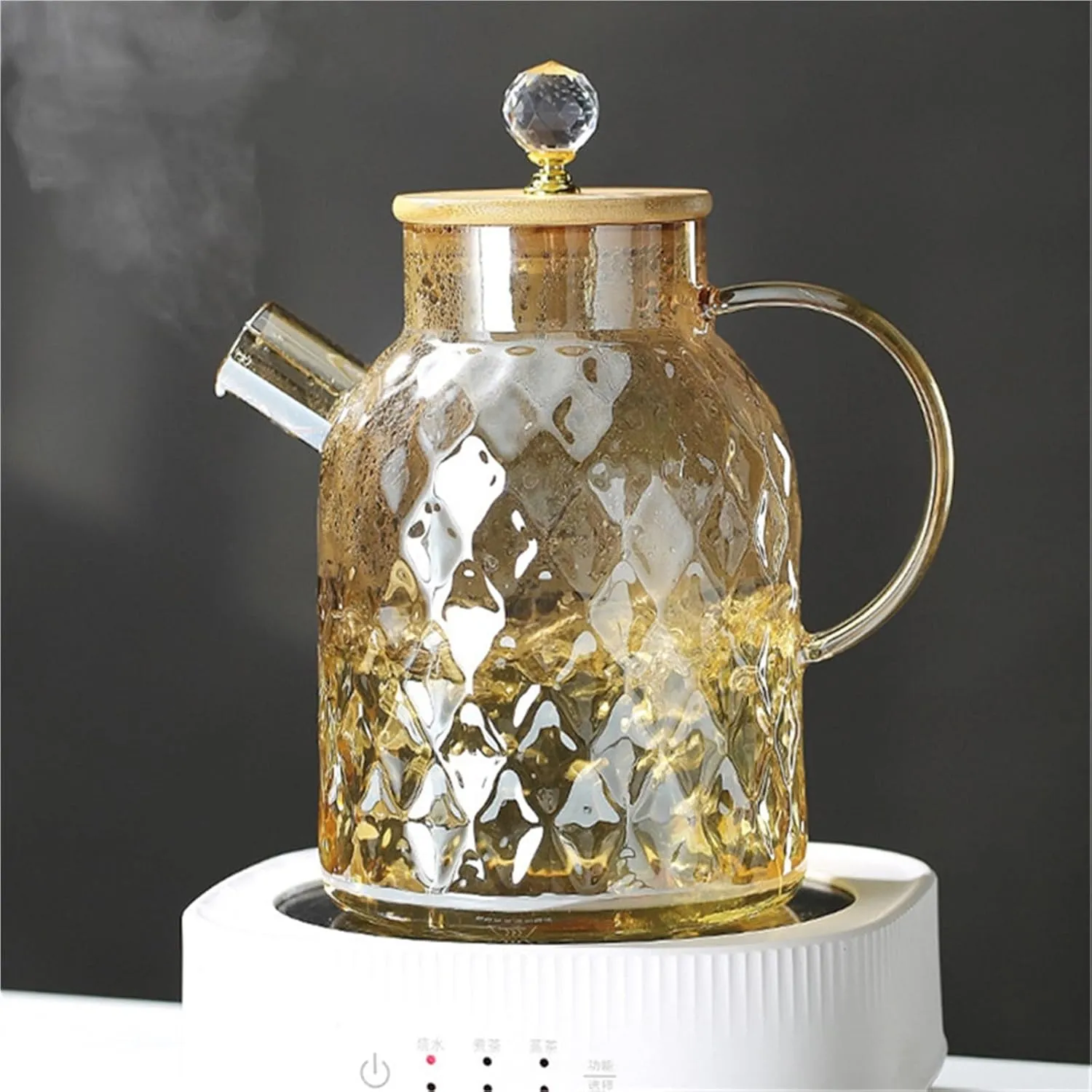 Transparent Borosilicate Glass Teapot Heat-Resistant Flower Tea Puer Kettle Cup Office Home Tools(1000ML)