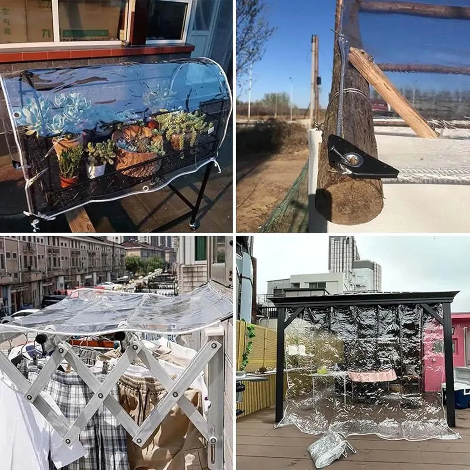 Transparent Tarps with Grommets 4.9x5.9ft, Clear Tarps Transparent Tarpaulin, Heavy Duty Clear Vinyl PVC Waterproof Tarps, for Patio, Henhouse, Canopy