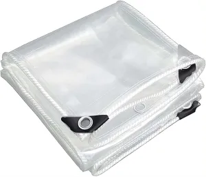 Transparent Tarps with Grommets 4.9x5.9ft, Clear Tarps Transparent Tarpaulin, Heavy Duty Clear Vinyl PVC Waterproof Tarps, for Patio, Henhouse, Canopy