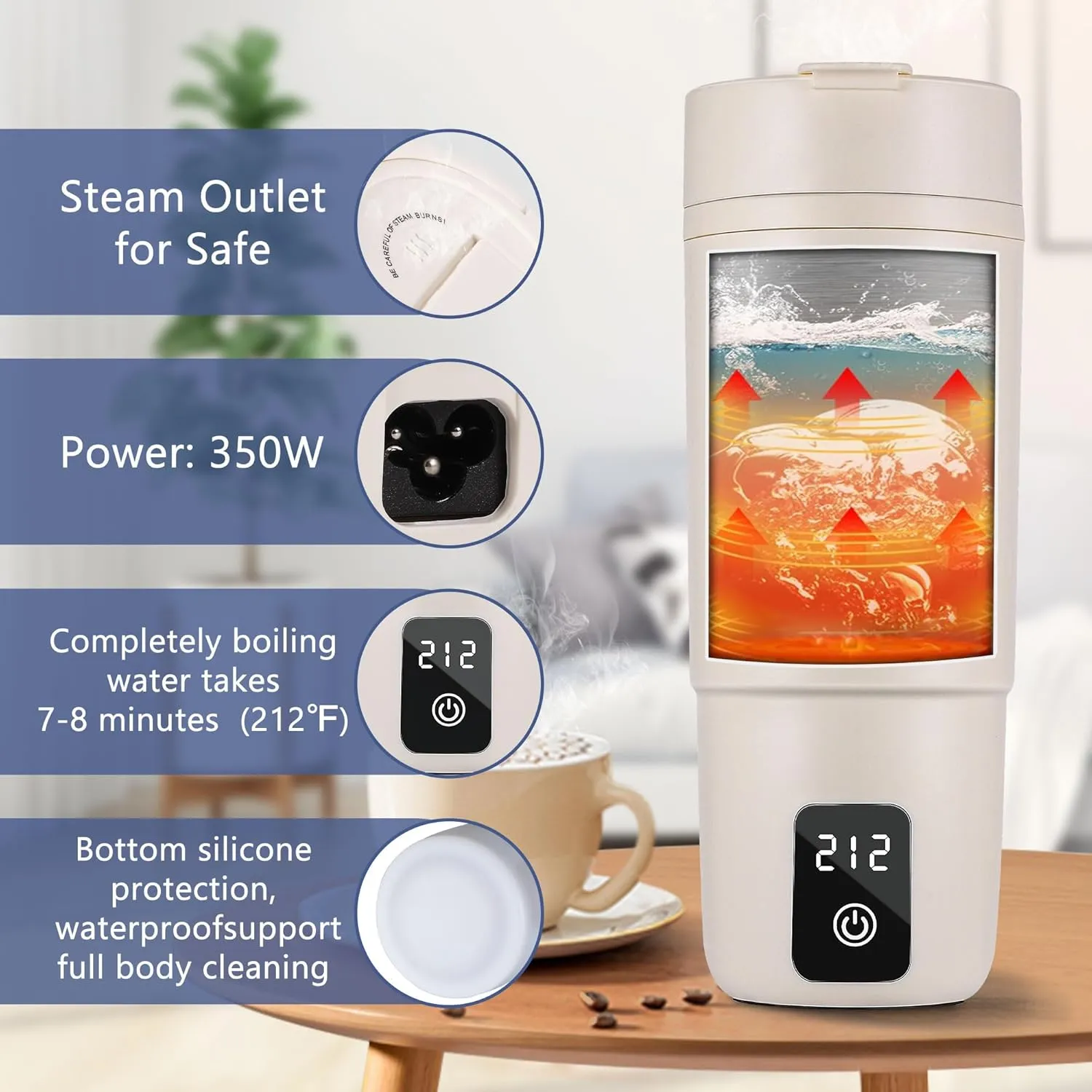 Travel Electric Kettle, Balabulala Portable Water Boiler with 6 Variable Presets, Personal Small Electric Kettle with Keep Warm Temperature Controls & Boil Dry Protection, 17oz