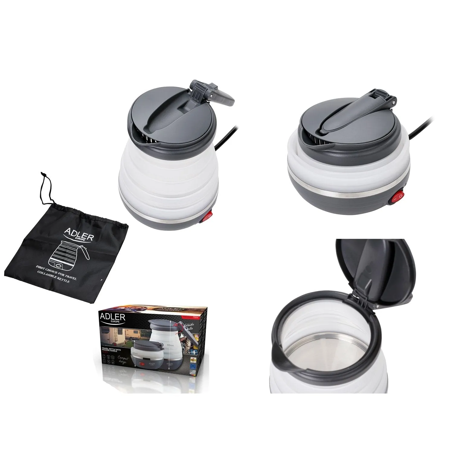 Travel silicone kettle Adler AD 1279 foldable 0.6L 750W