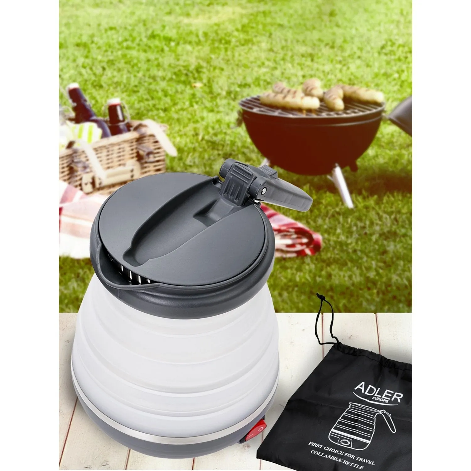 Travel silicone kettle Adler AD 1279 foldable 0.6L 750W