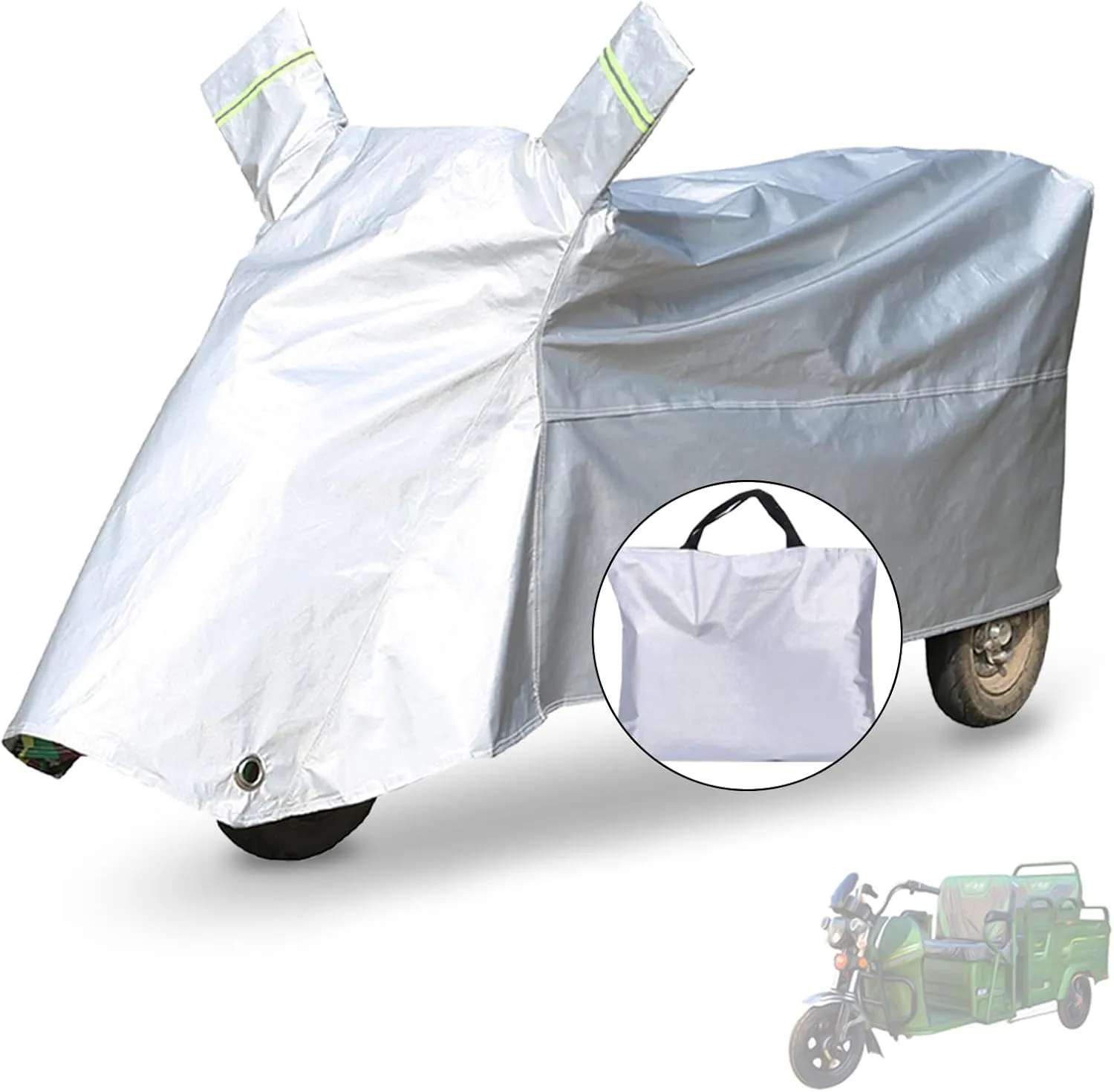 Trike Cover,Ideal for Heavy Duty Electric Tricycle,Motorcycles or Sanbengzi Outdoor Storage,Bike Tarp Waterproof Protect 3-Wheel Bicycle from Rain,Dust,Debris,and Sun