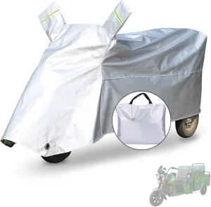 Trike Cover,Ideal for Heavy Duty Electric Tricycle,Motorcycles or Sanbengzi Outdoor Storage,Bike Tarp Waterproof Protect 3-Wheel Bicycle from Rain,Dust,Debris,and Sun