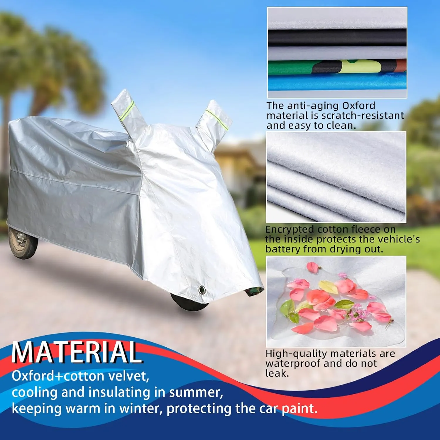 Trike Cover,Ideal for Heavy Duty Electric Tricycle,Motorcycles or Sanbengzi Outdoor Storage,Bike Tarp Waterproof Protect 3-Wheel Bicycle from Rain,Dust,Debris,and Sun