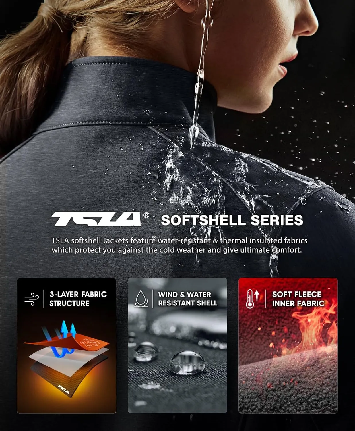 TSLA Women's Full-Zip Waterproof Softshell Jacket, Micro Fleece Jacket, Wind Proof Lightweight Jackets