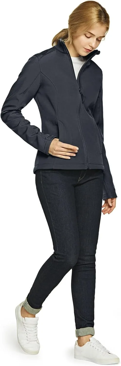 TSLA Women's Full-Zip Waterproof Softshell Jacket, Micro Fleece Jacket, Wind Proof Lightweight Jackets