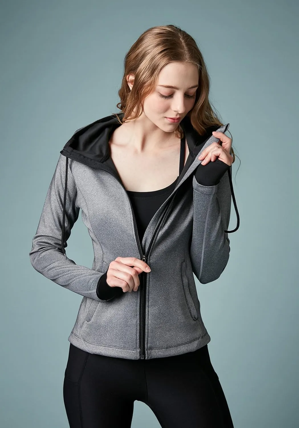 TSLA Women's Full Zip Workout Jackets, Long Sleeve Active Track Running Jacket, Lightweight Yoga Athletic Jacket