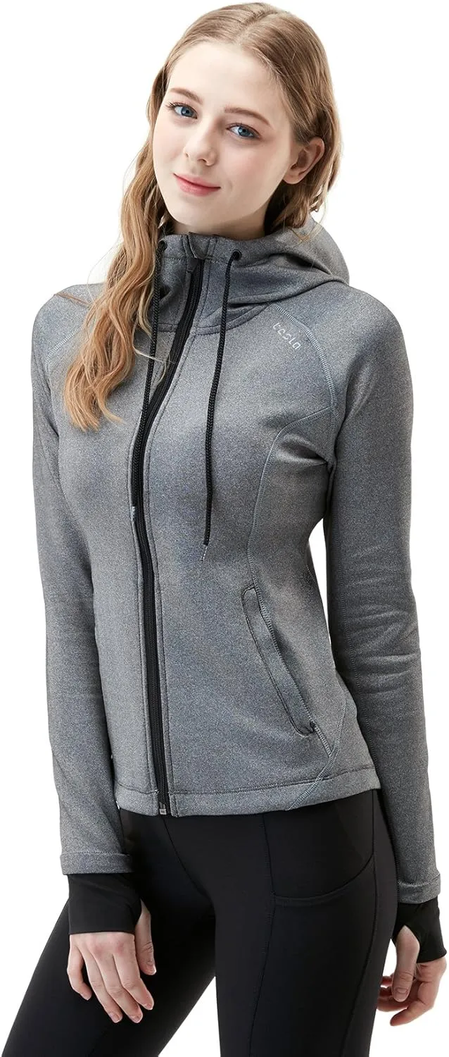 TSLA Women's Full Zip Workout Jackets, Long Sleeve Active Track Running Jacket, Lightweight Yoga Athletic Jacket
