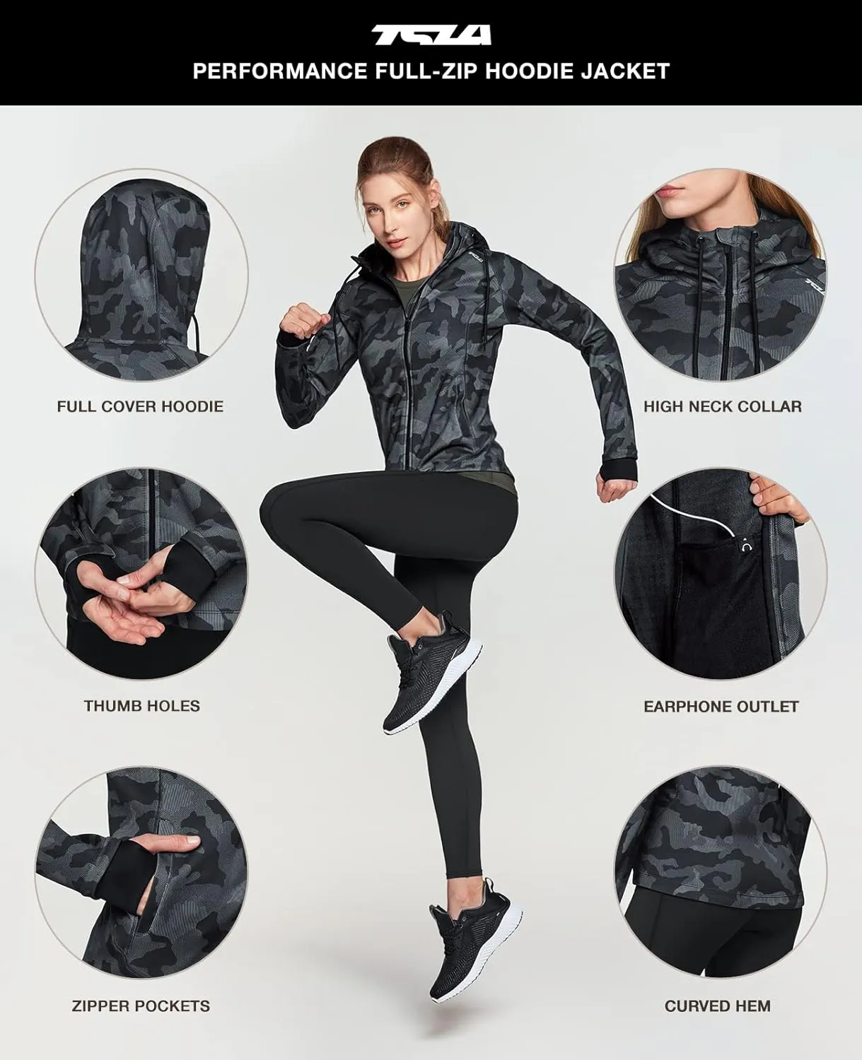 TSLA Women's Full Zip Workout Jackets, Long Sleeve Active Track Running Jacket, Lightweight Yoga Athletic Jacket