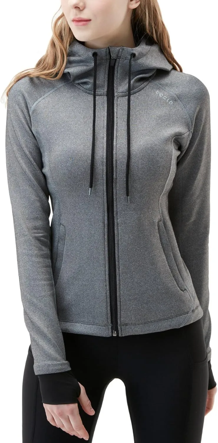 TSLA Women's Full Zip Workout Jackets, Long Sleeve Active Track Running Jacket, Lightweight Yoga Athletic Jacket
