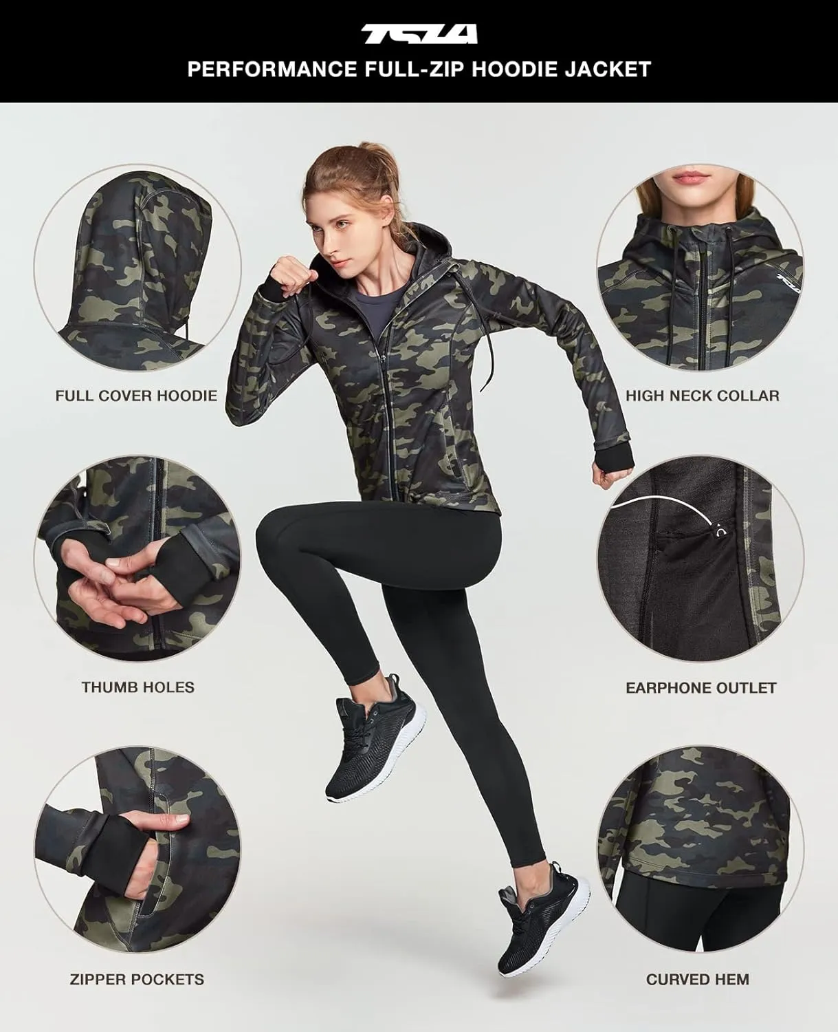 TSLA Women's Full Zip Workout Jackets, Long Sleeve Active Track Running Jacket, Lightweight Yoga Athletic Jacket