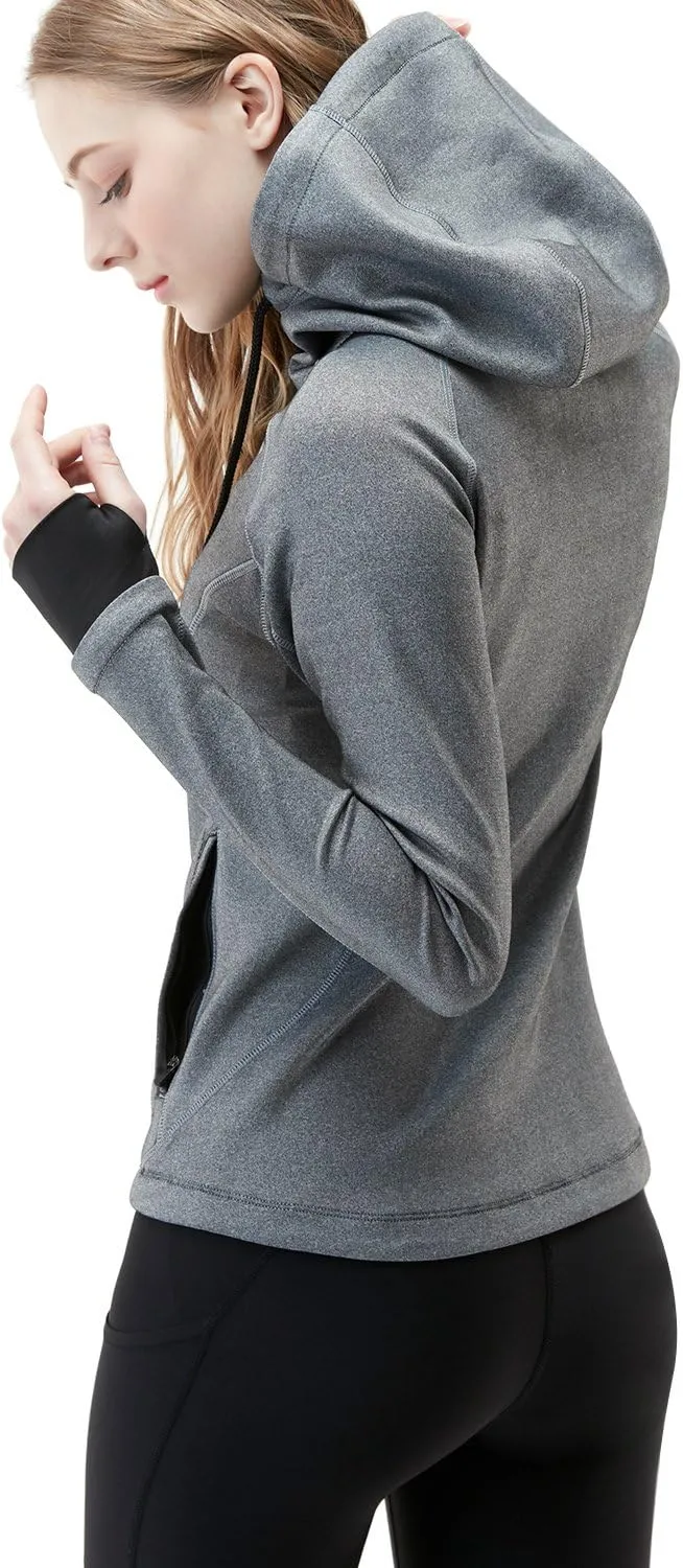 TSLA Women's Full Zip Workout Jackets, Long Sleeve Active Track Running Jacket, Lightweight Yoga Athletic Jacket