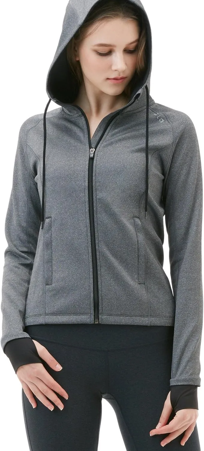 TSLA Women's Full Zip Workout Jackets, Long Sleeve Active Track Running Jacket, Lightweight Yoga Athletic Jacket