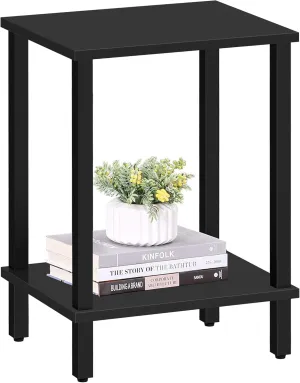 TUTOTAK End Table, Side Table, Nightstand, 2-Tier Storage Shelf, Sofa Side Table for Small Space, Living Room, Bed Room Black TB01BK034