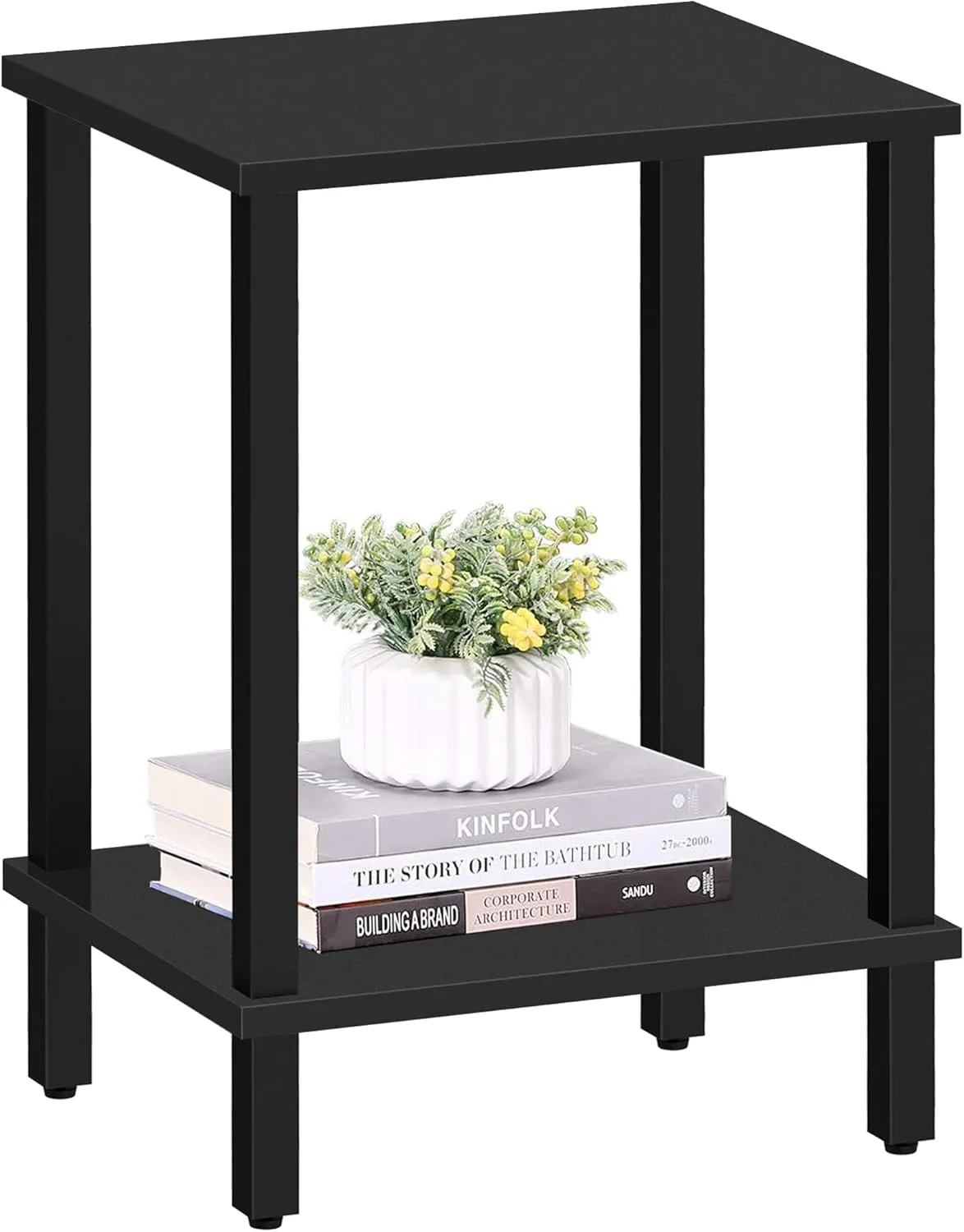 TUTOTAK End Table, Side Table, Nightstand, 2-Tier Storage Shelf, Sofa Side Table for Small Space, Living Room, Bed Room Black TB01BK034