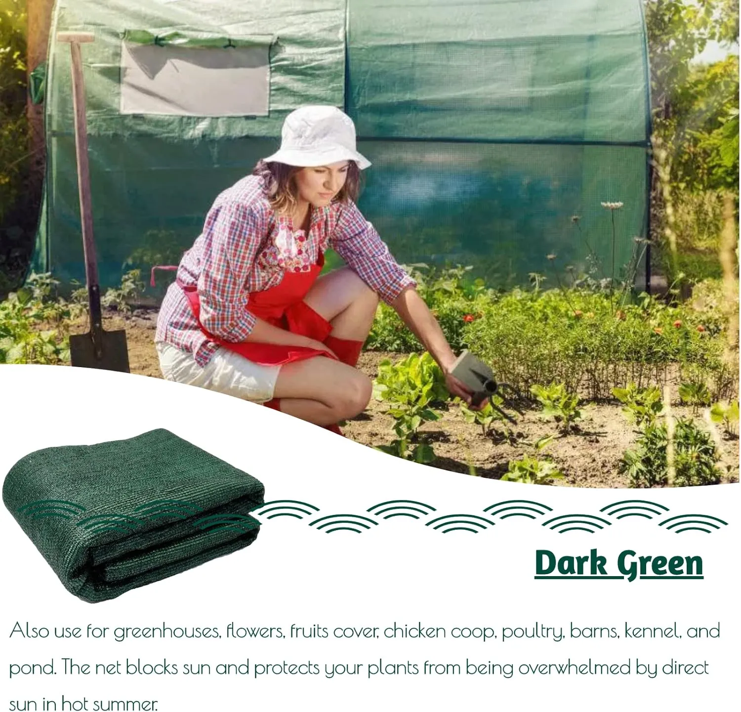 UCINNOVATE 70% Green Garden Sun Shade Cloth, 10x13 FT UV Resistant Sunblock Shade Net, Durable Mesh Shade Fabric Tarp with Grpmmets for Greenhouse, Plants Cover, Pergola, Canopy, Patio or Dog Kennel