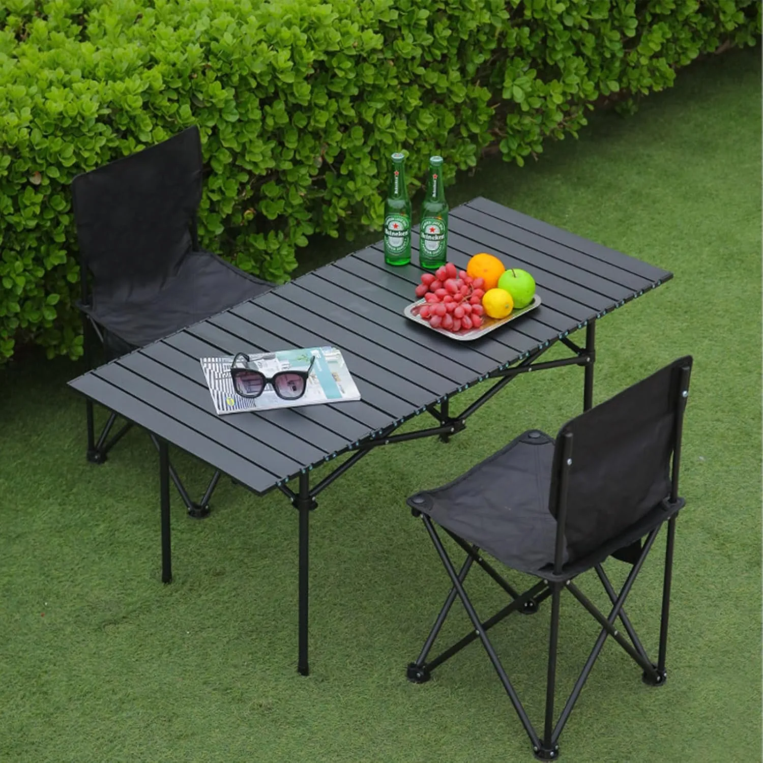 Ultralight Compact Camping Table, Foldable Aluminum Table with Carry Bag, Perfect for Beach, Travel, Boat, and Outdoor Adventures Wood Color 50×53×50cm/19.7×20.9×19.7in