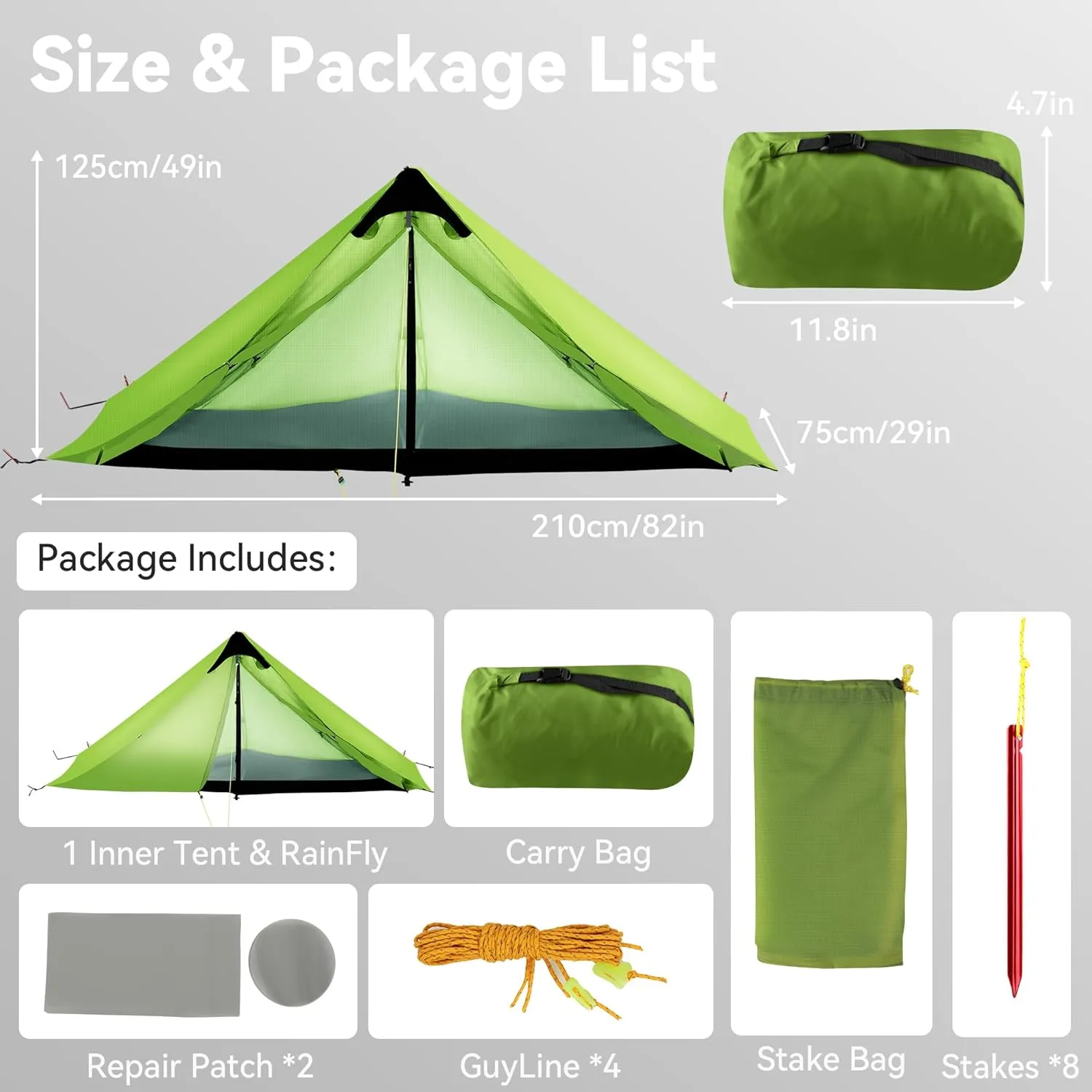 Ultralight Tent 3-Season Backpacking Tent 1 Person/2 Person Camping Tent, Outdoor Lightweight LanShan Camping Tent Shelter, Perfect for Camping, Trekking, Climbing, Hiking