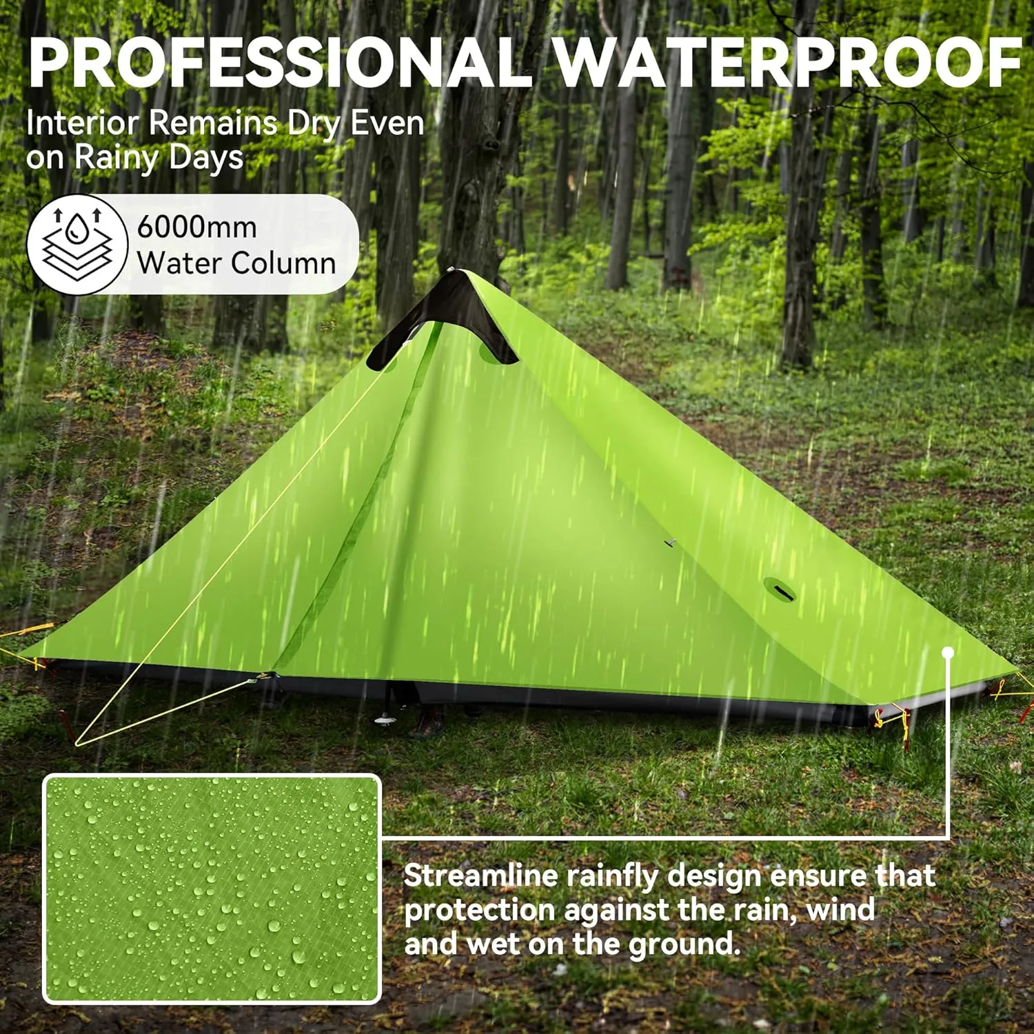 Ultralight Tent 3-Season Backpacking Tent 1 Person/2 Person Camping Tent, Outdoor Lightweight LanShan Camping Tent Shelter, Perfect for Camping, Trekking, Climbing, Hiking