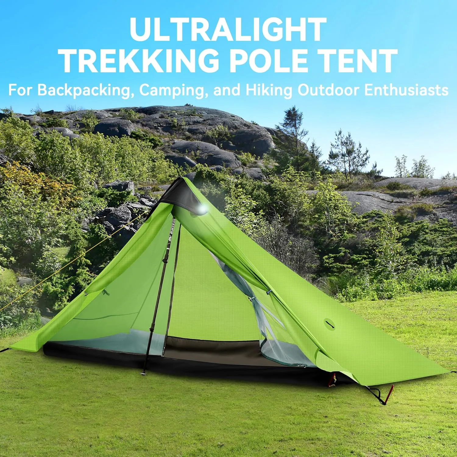 Ultralight Tent 3-Season Backpacking Tent 1 Person/2 Person Camping Tent, Outdoor Lightweight LanShan Camping Tent Shelter, Perfect for Camping, Trekking, Climbing, Hiking