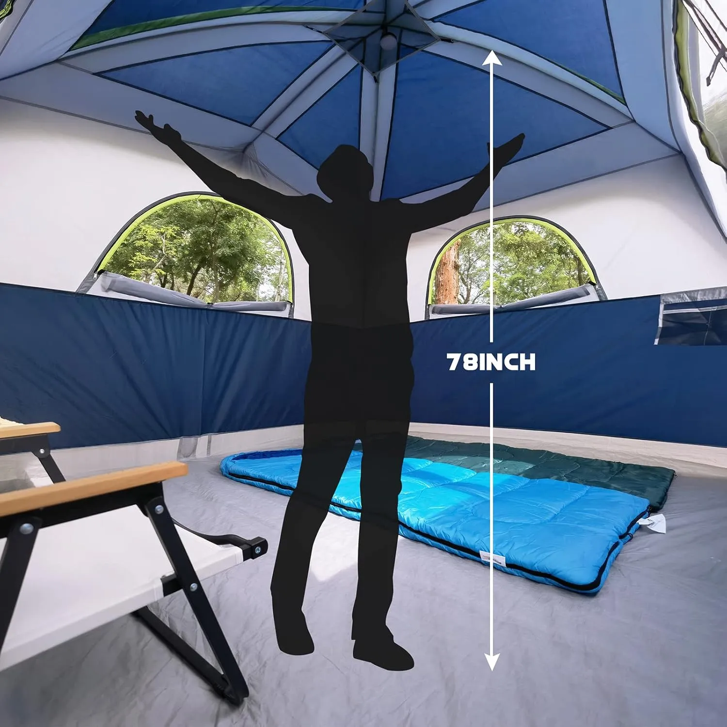 UNP Tents 6 Person Waterproof Windproof Easy Setup,Double Layer Family Camping Tent with 1 Mesh Door & 5 Large Mesh Windows -10'X9'X78in(H)