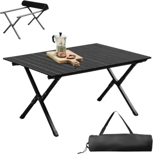 Vasitelan Folding Camping Table, Lightweight Roll-Up Table Aluminum Low Portable Picnic Table with Easy Carrying Bag for Outdoor, Beach, Picnic, Backyards, BBQ and Party (34 x 24 x 16.5 inch)
