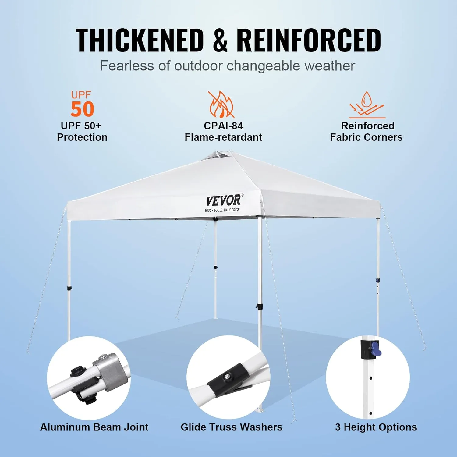 VEVOR Pop Up Canopy Tent, 10 x 10 ft, 250 D PU Silver Coated Tarp, with Portable Roller Bag and 4 Sandbags, Waterproof and Sun Shelter Gazebo for Outdoor Party, Camping, Commercial Events, White