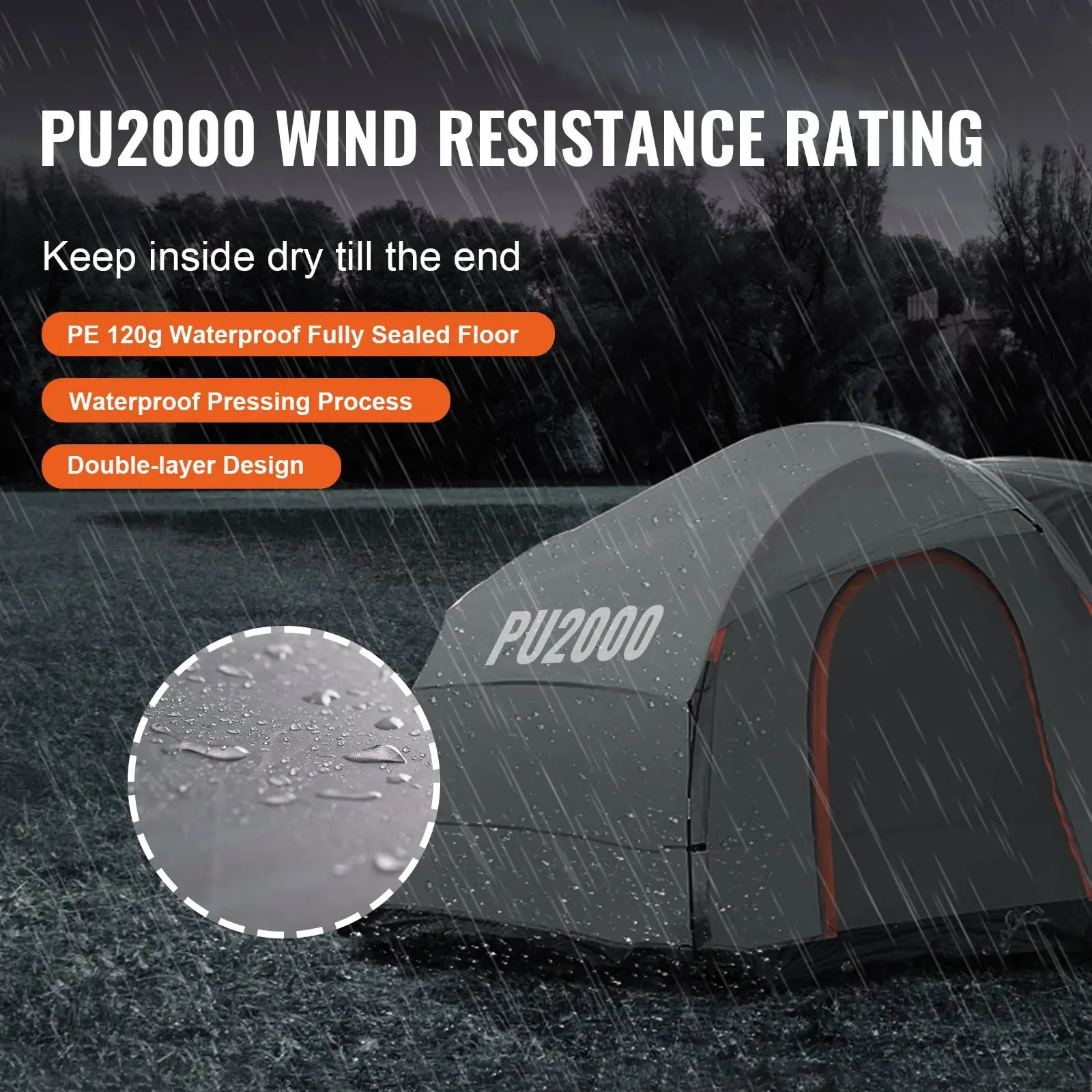VEVOR SUV Camping Tent Attachment with Rain Layer and Carry Bag