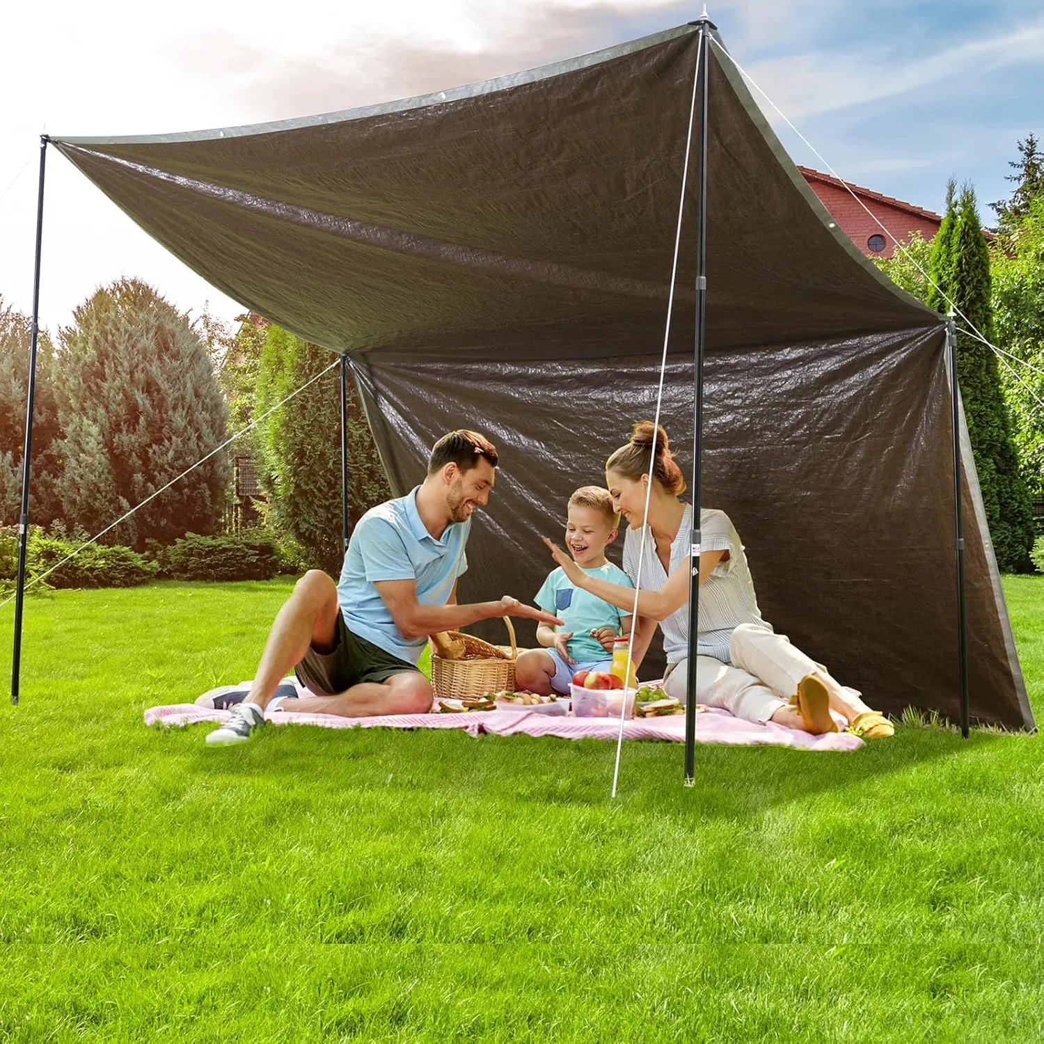 VEVOR Tarp Waterproof 16x20 ft, Plastic Poly Tarp Cover 10 Mil, Multi Purpose Tear UV and Temperature Resistant Outdoor Tarpaulin with High Durability Reinforced Grommets (Silver/Brown)
