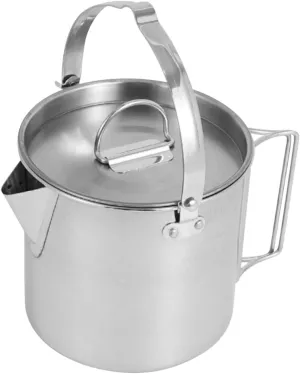 VICASKY Stainless Steel Camping Kettle Lightweight Outdoor Tea Pot for Hiking Picnics Easy to Clean Durable Design for Boiling Water Making Tea