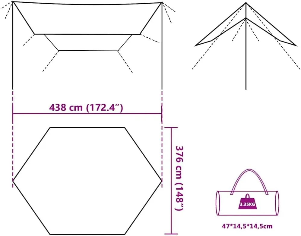 vidaXL Camping Tarp Olive Green 172.4x148.0x83.5 Waterproof