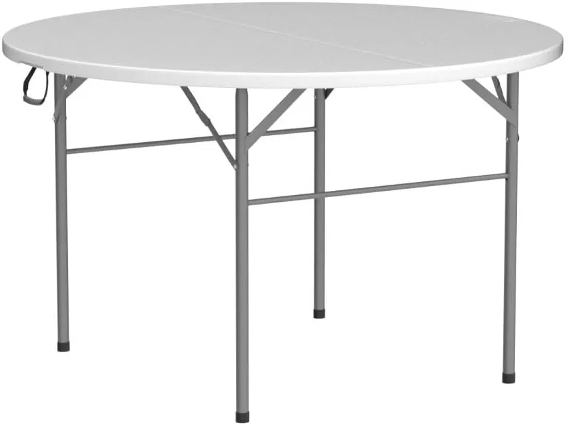 VINGLI 48" Round Bi-Folding Commercial Table, 4 Feet Portable Plastic Dining Card Table for Kitchen or Outdoor Party Wedding Event, 1-Pack