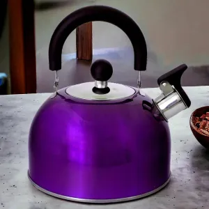 Voche 2.5L Metallic Purple Stainless Steel Whistling Stovetop Kettle