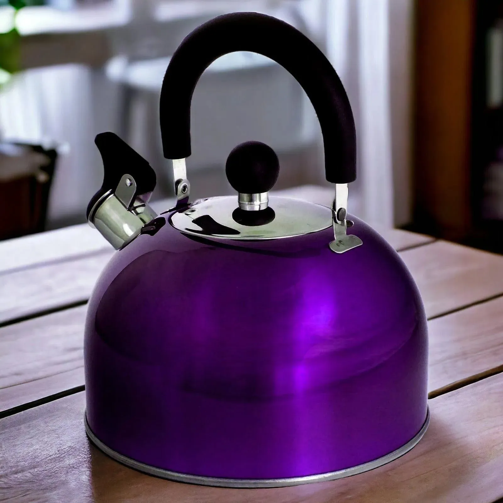 Voche 2.5L Metallic Purple Stainless Steel Whistling Stovetop Kettle