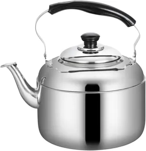 VOSAREA Large Capacity Black Tea Kettle Whistle Stainless Steel Whistling Teapot Quick Boil Home Tea Pot